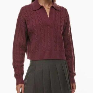 Aritzia Sunday Best Wool Blend lottie Cable knit Collared pull over sweater M